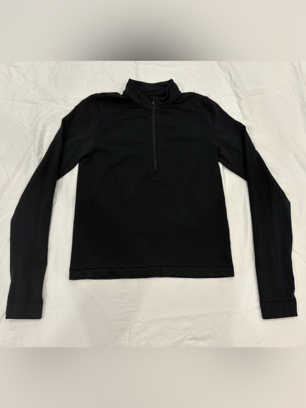 Lululemon Black Half Zip Long Sleeve Running Top Thumbholes Size 8